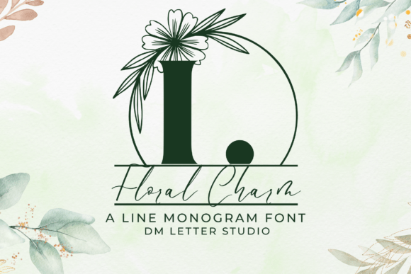 Floral Charm Line Monogram: A Serif Font for Elegant Web Design